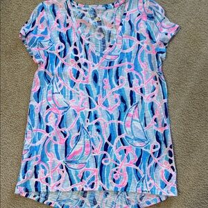Lilly Pulitzer Blue and Pink Short Sleeve Tee